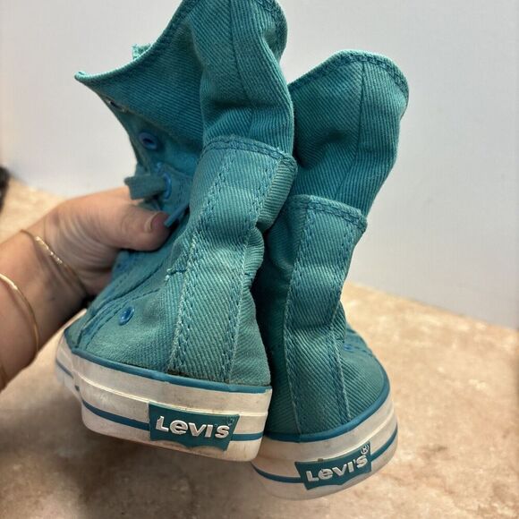 LEVIS SNEAKER HI TOP Green LACE UP Cavas WOMEN 8 Zip 52475103E Rubber - Picture 10 of 11
